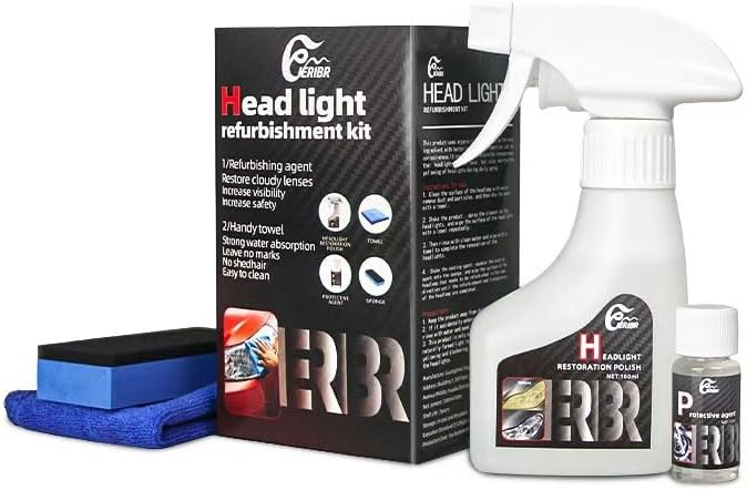 IERIBR Headlight Restoration Kit, Automotive Headlamp Restoration Fluid Kit for Oxidized and Yellowed,Car Headlight Cleaner for All Vehicles That Restores Clarity