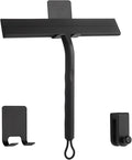 wlich Shower Squeegee for Glass Doors, 8.5" Slicone Squeegee for Shower Glass Door, Black Shower Squeegee for Shower Doors Windows Mirrors Cars Cleaning, Shower Door Squeegee with 2 Hooks