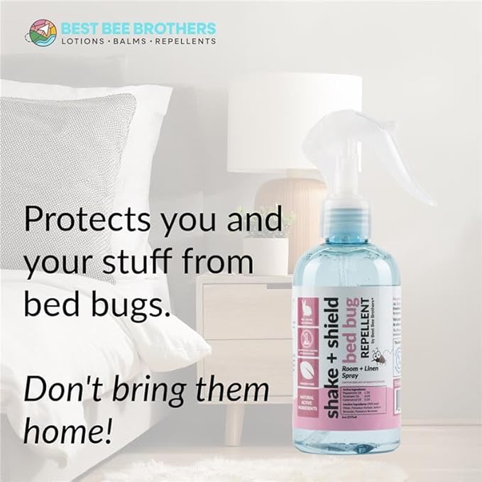 Best Bee Brothers Shake + Shield Room & Linen Bed Bug Spray – Non-Greasy Bug Spray Made with Plant-Based Ingredients, 8 Oz. + 2 Oz.