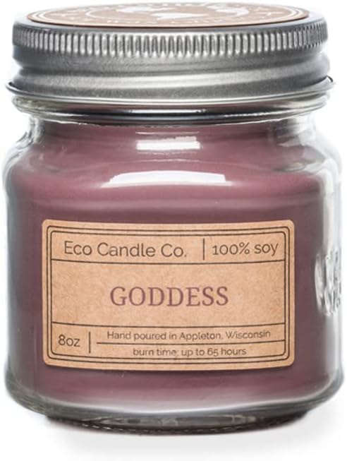 Eco Candle Co. Recycled Candle, Goddess, 8 oz. - Scents of Patchouli, Jasmine, Sandalwood, Cinnamon, Vetiver, & Musk - 100% Soy Wax, Hand Poured, Phthalate Free, Midwest Grown Soybeans