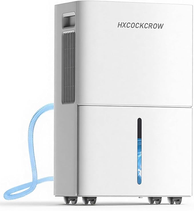 HXCOCKCROW Dehumidifier for Basement Home 1200 Sq. ft, 17 Pints Dehumidifiers with Drain Hose for Bedroom Bathroom Large Room RV, 3 Working Modes, Intelligent Humidity Control, 24H Timer, Auto Defrost
