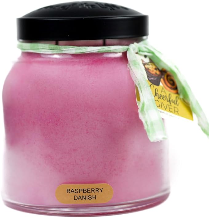 A Cheerful Giver — Raspberry Danish - 34oz Papa Scented Candle Jar with Lid - Keepers of The Light - 155 Hours of Burn Time, Gift for Women, Orange