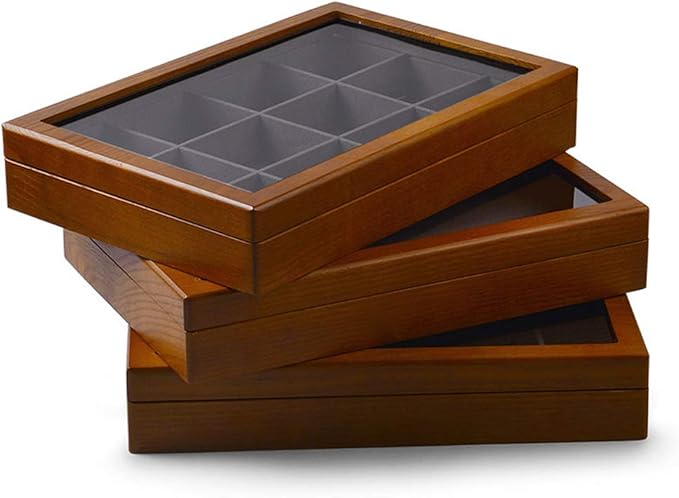 Oirlv Solid Wooden Jewelry Box Rings Earrings Necklaces Display Case with Lid Vintage Jewelry Organizer Box for Women