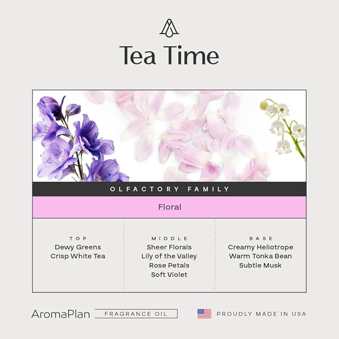 AromaPlan Hotel Scent Diffuser Oil Tea Time 5 Fl Oz (148ml) –Luxury Hotel & Home Fragrance Oil - Non Toxic - Made in USA - Bigger Bottle, Bolder Aroma & Longer Lasting