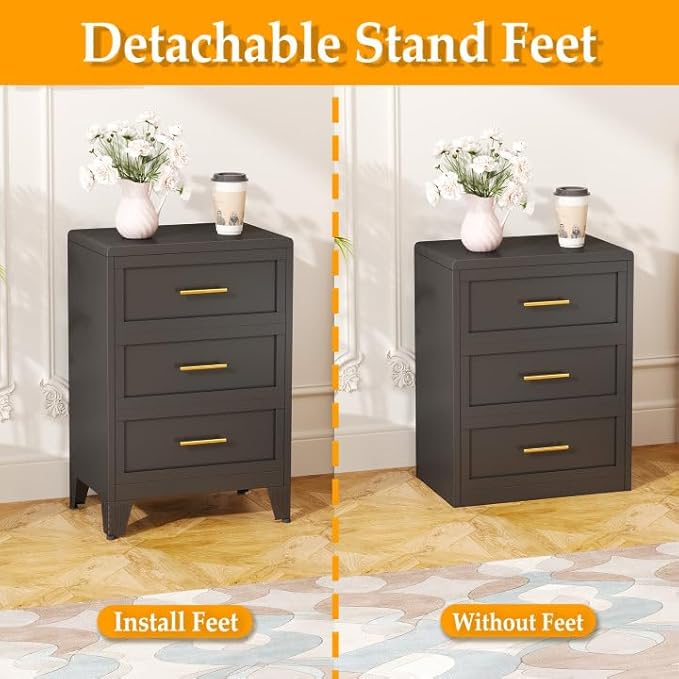 Metal Dresser Tall Narrow Dresser for Bedroom Chest, 44.45" H Drawer Chest, Closet Dressers & Chests of Drawers for Living Room, Hallway (4 Drawers Black 24inch Wide)