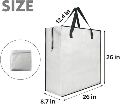 5 Pack Clear Wreath Storage Bag – 26 Inch Square Holiday Garland Organizer with Zipper and Handles – Multi-Purpose Clear Tote for Christmas Decor, Bedding, Clothes, College Moving Supplies