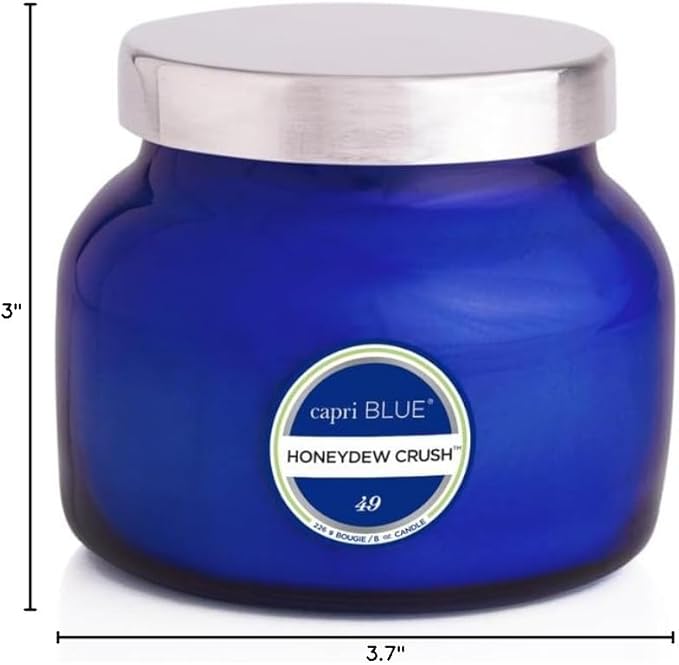 Capri Blue Scented Candles - Soy Candle Wax Blend - Jar Candles - Blue Candle Gifts for Women & Men - Luxury Candles for Home Scented with Honeydew Nectar, Grapefruit & Apple - Honeydew Crush (8 oz)