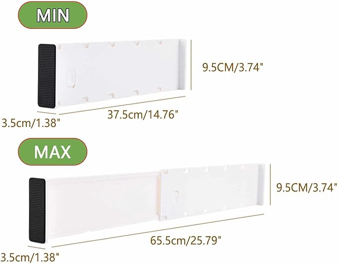 8 Pack Drawer Dividers for Clothes, 3.74" High 14.76"-25.79" Adjustable Expandable Dresser Drawer Organizer, Clear Plastic Separators for Dresser, Baby Clothing, Underwear, Cosmetic, Toilet