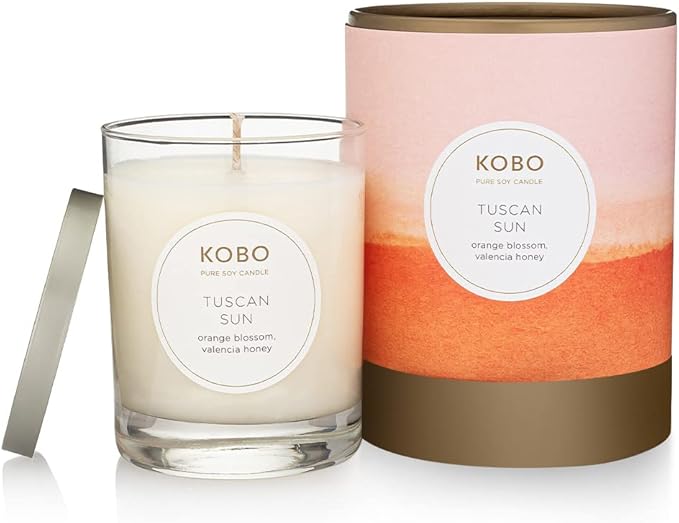 KOBO Tuscan Sun Candle (11 oz) | 100% Pure Soy Candle | All Natural Scented Candle, Hand-Poured in USA | 80 Hour Long Burning Candles | Scented Candles for Home