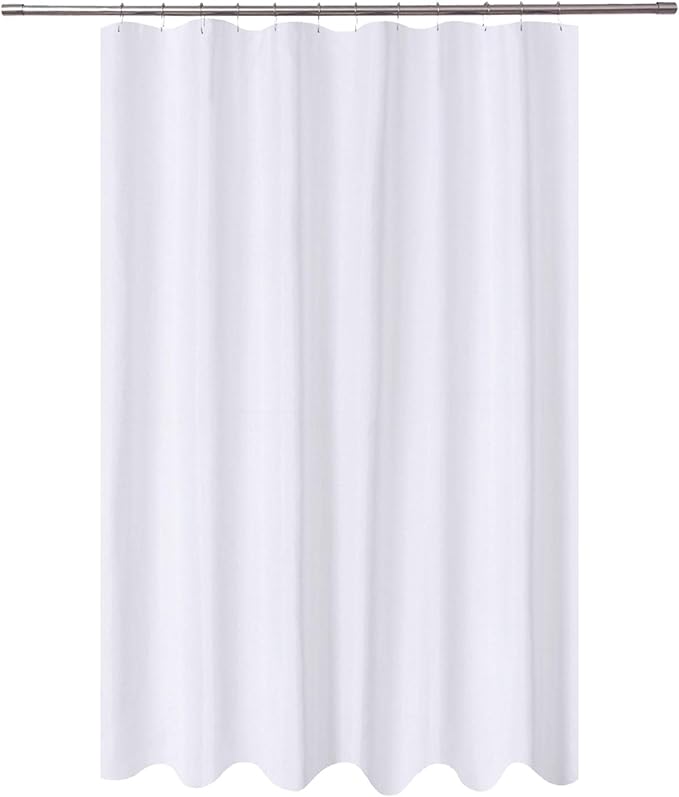 N&Y HOME Extra Long Shower Curtain Liner Fabric 72 x 96 inches, Hotel Quality, Washable, Water Repellent, White Spa Bathroom Curtains with Grommets, 72x96