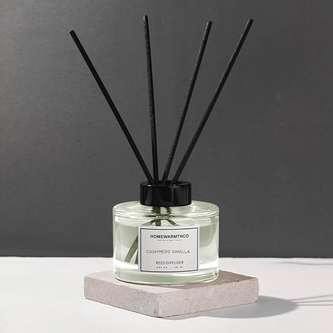 Cashmere Vanilla Reed Diffuser Set - Luxury Fragrance Reed Diffusers for Home, Office & Bathroom Décor - Long Lasting Scent Sticks Diffuser with Non-Toxic Oils (5.63 oz) (Cashmere Vanilla)