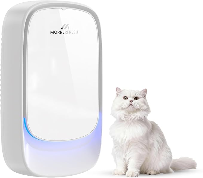 Morrerfresh Cat Litter Deodorizer – 99% Odor Eliminator for Strong Pet Odors, Plug In Negative Ion Air Purifier for Litter Box, Home, Kitchen, Bathroom, Ozone-Free & Quiet Portable (Unscented)