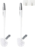Ryhiac 2 Pack Toilet Bowl Brush Without Holder for Bathroom, Under-Rim Double Brush Head, Long Handle Household Cleaning Brushes Set (2 Pack Grey Brush Without Holder)