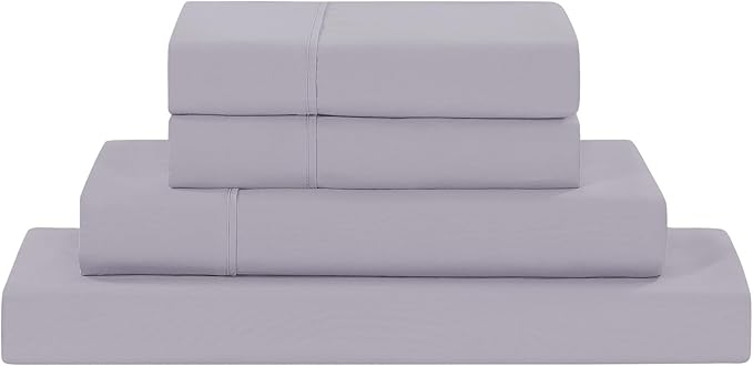 Modern Threads Soft Microfiber Solid Sheets - Luxurious Microfiber Bed Sheets - Includes Flat Sheet, Fitted Sheet with Deep Pockets, & Pillowcases Lilac Marble Full