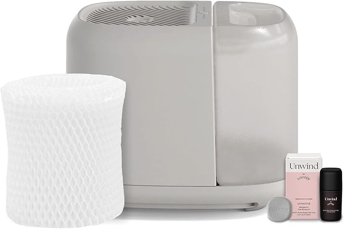 Canopy Large Room Humidifier, Moonstruck, Large Living Space, 36HR Run Time, 5.5L Tank - Includes Canopy Humidifier Plus, Diffusion Well, Unwind Aroma, Filter, Power Cord & Adapter