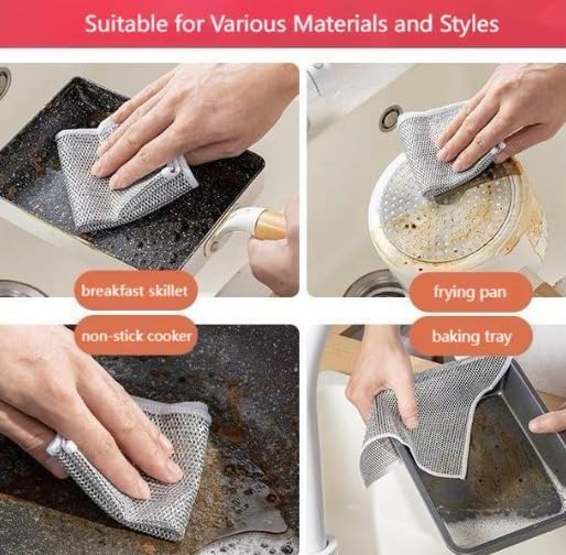 Desolio Cleaning Cloths, Multipurpose Wire Miracle Cleaning Cloths, Multipurpose Wire Dishwashing Rags for Wet and Dry, for Washing Dishes, Sinks, Counters, Stove Tops (30 Pcs)