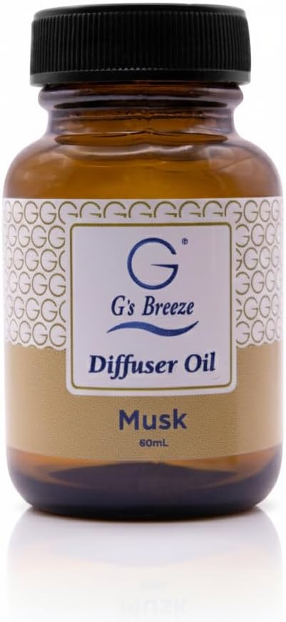 G's Breeze Musk Diffuser Oil – 60ml Soft & Soothing Musk Scent, Long-Lasting Aroma for Nurseries, Bedrooms, & Living Rooms, Easy Refill for Essential Oil Diffuser