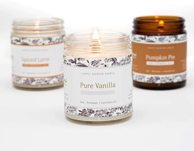 Fontana Candle Co Wood Wick Beeswax Jar Candles - 3-Jar Warm & Cozy Bundle- Made with Coconut Oil & Pure Essential Oils – Clean Burn, Long Lasting and Non-Toxic Candles for Home & Room Decor