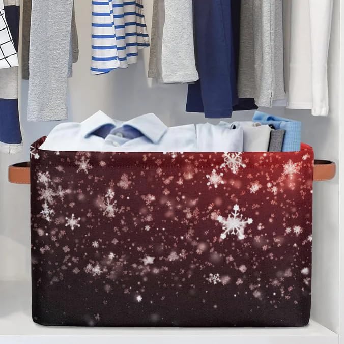 Cube Storage Baskets,Christmas Snowflakes Basket Gifts Empty,Foldable Storage Box Bin,Waterproof Open Shelves Basket Clothing Organizer Toy Bins for Bedroom Home Decor