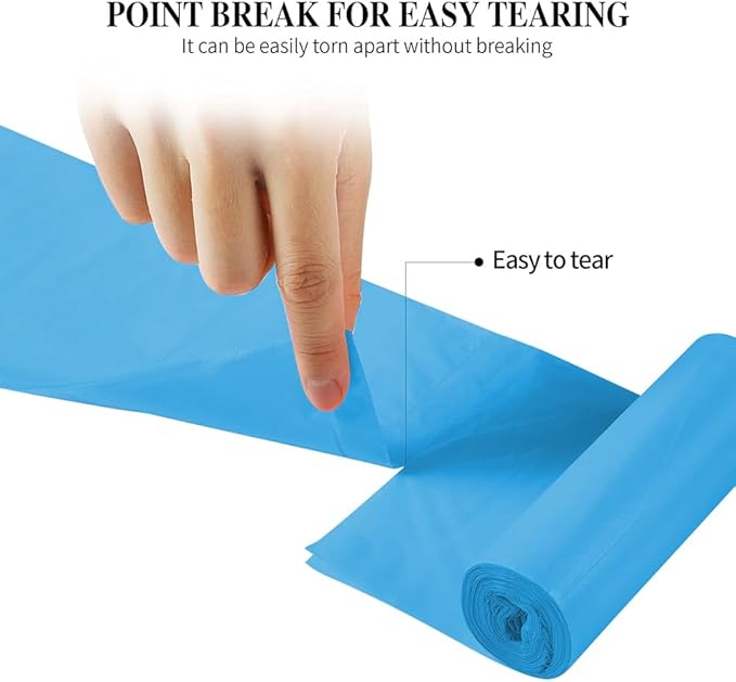 5 Rolls Small Trash Bags - 100 Counts Durable 4 Gallon Small Garbage Bags for home office kitchen Bathroom Bedroom Trash Can liners（Blue）