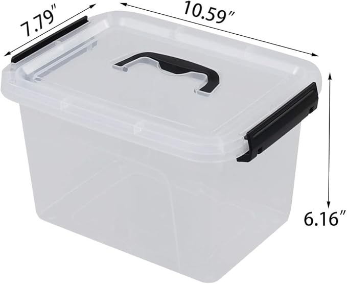 Farmoon 6 Quart Clear Lidded Storage Bin, Small Plastic Container Box with Handle, 6 Packs, R