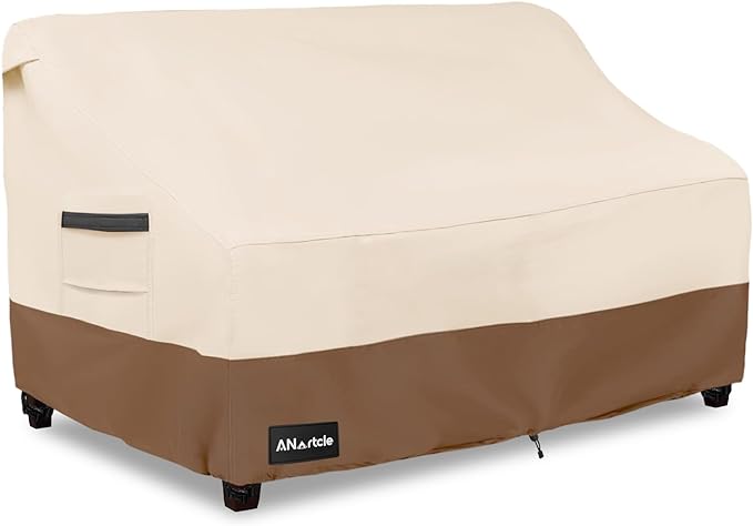 3-Seater Patio Sofa Cover,76W x 32.5D x 33H Inches Outdoor Couch Cover,100% Waterproof Heavy Duty Patio Sofa Covers,Patio Furniture Covers,Beige&Brown