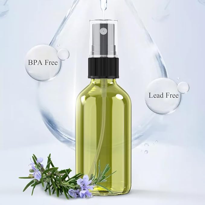 Wedama Spray Bottle, 2 oz Fine Mist Glass Spray Bottles, Little Refillable Liquid Containers for Watering Flowers Cleaning (16 Pack Olive Green)