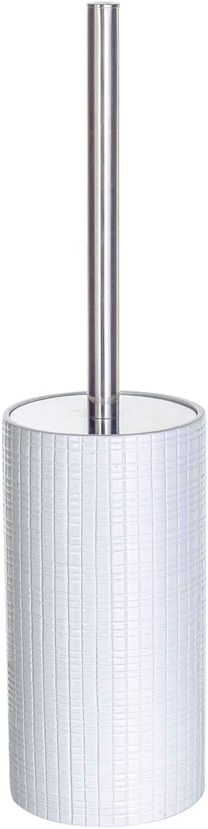 Creative Scents Estella White Toilet Brush Set - Decorative Bathroom Toilet Bowl Brush and Holder - Ventilated Toilet Cleaner Brush with Strong Bristles Rust Proof for Elegant Bathroom Accessories