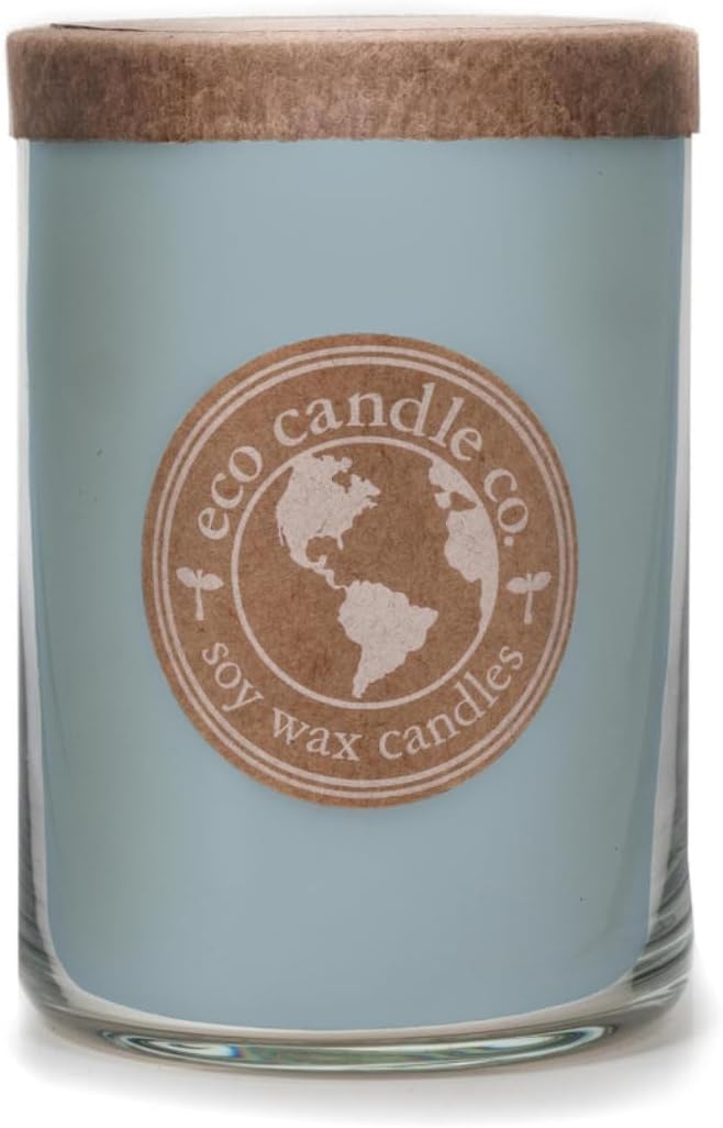 ECO CANDLE CO. Recycled Candle, Cedar & Sandalwood, 26 oz. Double Wick - Scents of Fresh Ozone, Lily, Cedar & Sandalwood- 100% Soy Wax, No Lead. Hand Poured, Midwest Grown Soybeans