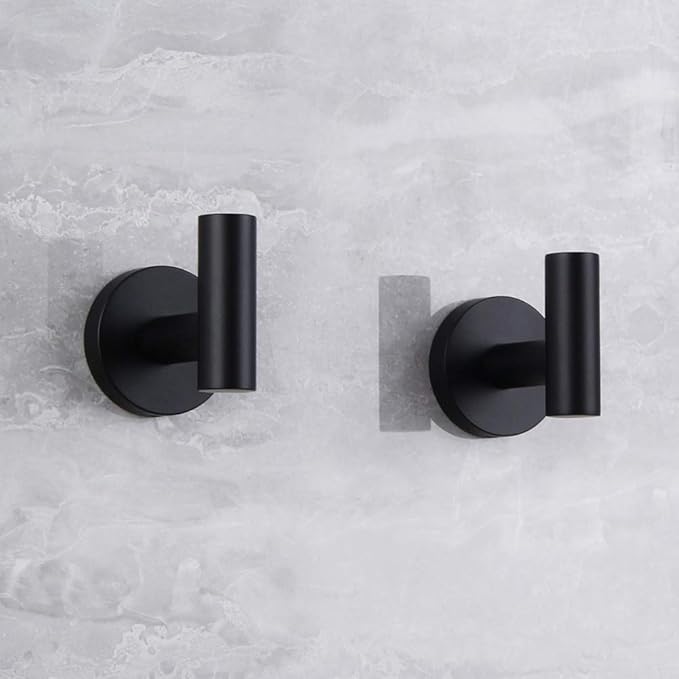 Matte Black Bathroom Towel Hooks SUS 304 Stainless Steel Coat Hook Round Clothes Wall Mounted Towel Coat Robe Hook Cabinet Closet for Bath Kitchen Garage Hotel