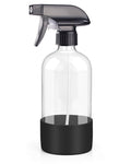 Rionisor Glass Spray Bottles with Silicone Sleeve Protection, Empty 16OZ Reusable Spray Bottles, Refillable Containers with Spray Nozzles for Cleaning Solutions, Plants and Essential Oils 1 Pack Black