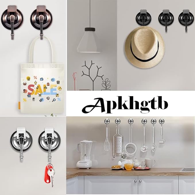 Suction Cup Hooks for Shower, Bathroom, Kitchen, Glass Door, Mirror, Tile – Loofah, Towel, Coat, Bath Robe Hook Holder for Hanging – Waterproof Wreath Hanger (4PACK, Black)