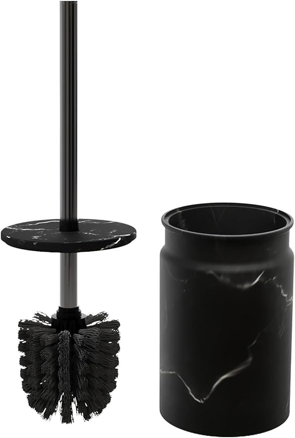 Toilet Brush and Holder Set - Toilet Bowl Brush and Holder with Sturdy Bristles for Thorough Cleaning - Concealed Matte Black Bathroom Accessories Toilet Cleaner Brush for Bathroom