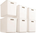5 pack large plastic White storage bins with Lids, Toy Box Chest with Handle，Organizer Containers Baskets for Baby,Nursery，Shelves，Playroom, Bedroom，Office,Closet，home (White, 6XL)
