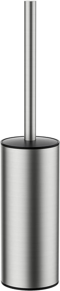 Toilet Brush and Holder Set, Toilet Bowl Brush with Heavy Duty 304 Stainless Steel Base and Extra Long Handle, Toilet Bowl Cleaners Brush for Bathroom (Stainless Steel)
