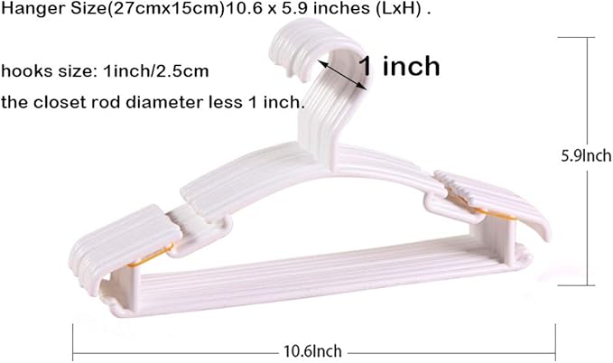 YYaaloa 30pcs Kids Plastic Hangers, White, 1inch Hooks, Ideal for Baby and Toddler Clothes, Heavy Duty and Durable