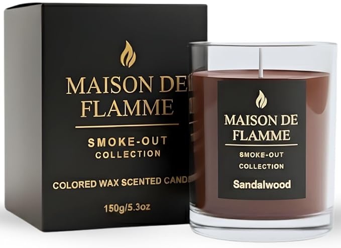 Sandalwood Scented Candle – 150g / 5.3 oz Soy Wax Blend, Hand-Poured Candle with Cotton Wick & 10% Fragrance Load – Warm Woody Home Candle for Bedroom & Living Room Décor