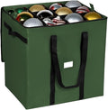 Christmas Extra Large Ornament Storage Container - Box Stores Up to 48 – 6” Ornaments – With 4 Individual Trays -Heavy Duty 600D Tear Resistant Material, Zippered, Adjustable Dividers - Green