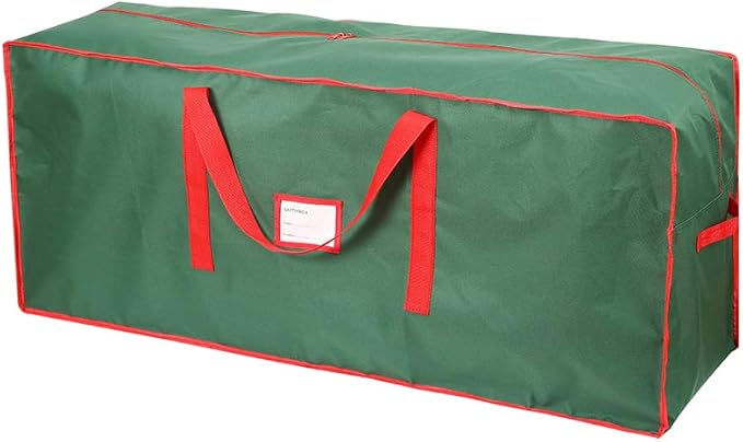 Sattiyrch Christmas Tree Storage Bag,Fits Up to 6 ft Tall Artificial Tree,Heavy Duty 600D Canvas Green Christmas Tree Storage Container with Sleek Dual Zipper and Durable Handles,45" x 15" x 20"