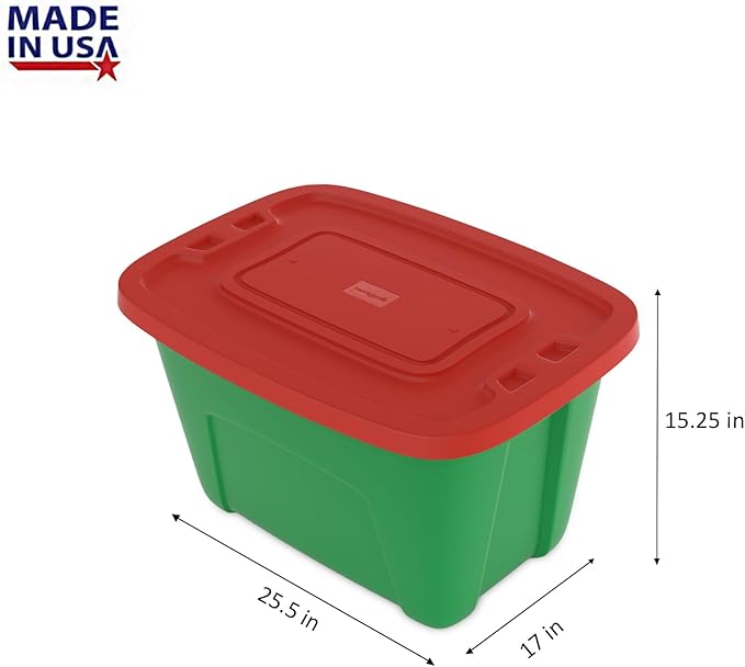 Storage Bins with Lids - Made in USA 18-Gallon (72-Quart) 2-Pack Storage Totes with Lids, Plastic Stackable Containers Large Storage Boxes for for Home and Office Organization Green/Black