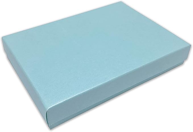 TheDisplayGuys - 25-Pack #75 Cotton Filled Cardboard Paper Jewelry Boxes Gift Case - Pearl Teal (7.1" x 5.2" x 1.3") - for Shipping or Storage