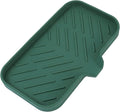 MicoYang Silicone Bathroom Soap Dishes with Drain Spout-Bathroom and Kitchen Sink Organizer,Sponge Holder,Dish Soap Tray,Perfect for Dispenser,Scrubber,Bottle,Cup on Sink or Counter-Green 9.6"×5.3"