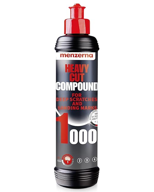 menzerna Heavy Cut Compound 1000" I Abrasive Polishing Compound for Deep Scratches, Sanding Marks, Swirls & Holograms I Buffing and Polishing Compound for Scratch Repair I Silicone Free I 8 fl oz.