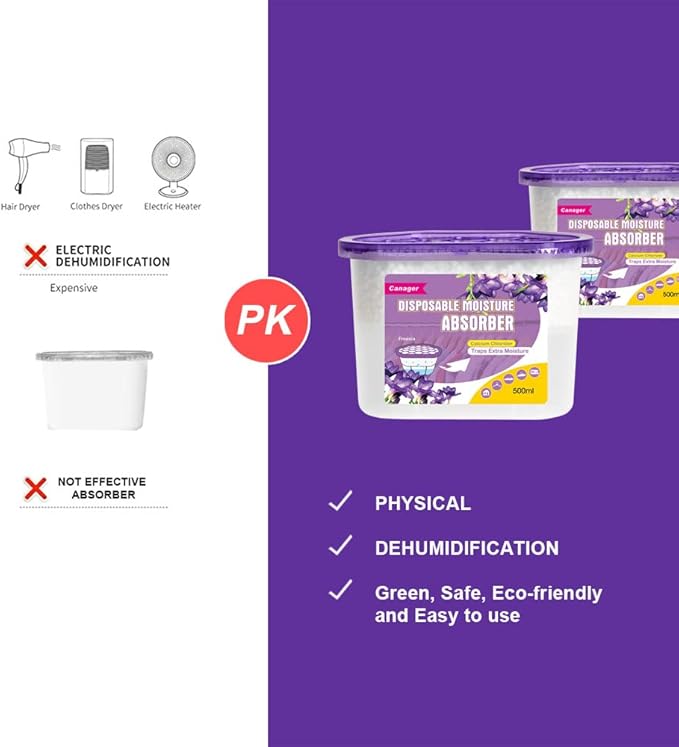 CANAGER Moisture Absorber Box-Odor Eliminator,Absorb Excess Moisture. Suitable for Wardrobe, Bedroom, Kitchen and Bathroom-6 Packs, Effectively Collect Water, Fresh Air,Freesia. Fuchsia