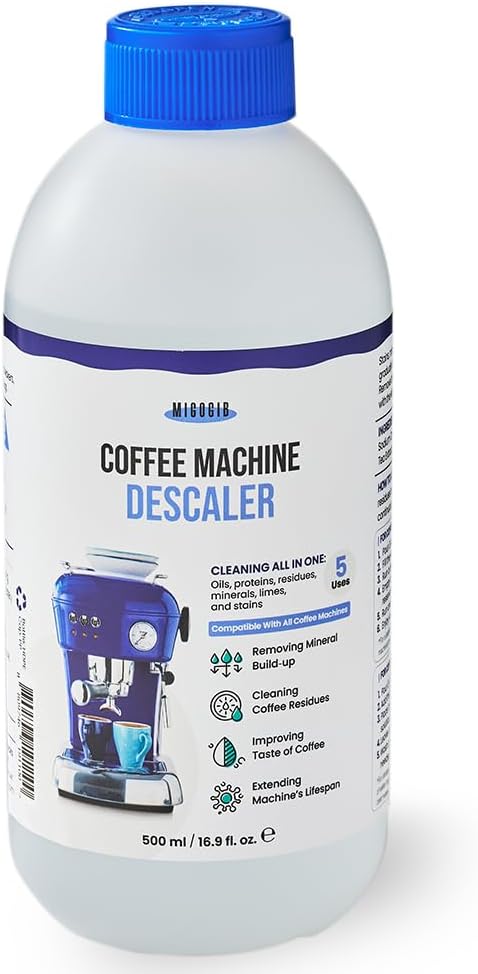 MIGOGIB Coffee Machine Descaler Descaling Solution - 17 fl. oz. (5 Uses), Compatible with Espresso, Capsule, Drip, Pour over machines, Coffee machine accessories, Pot, Thermos, and Carafes