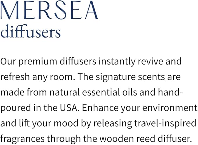MERSEA Cabana Flower Bamboo Reed Diffuser, Scented Glass Oil Diffuser (3.4 fl oz)