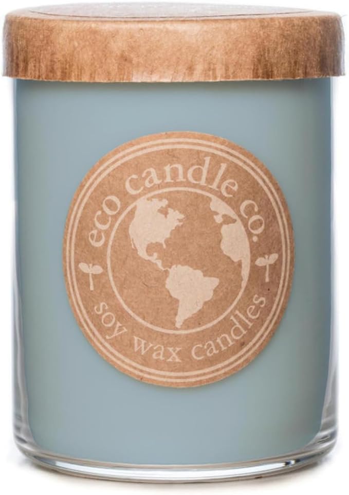 ECO CANDLE CO. Recycled Candle, Cedar & Sandalwood, 18 oz. Double Wick - Scents of Fresh Ozone, Lily, Cedarwood & Sandalwood - 100% Soy Wax, No Lead, Hand Poured, Midwest Grown Soybeans