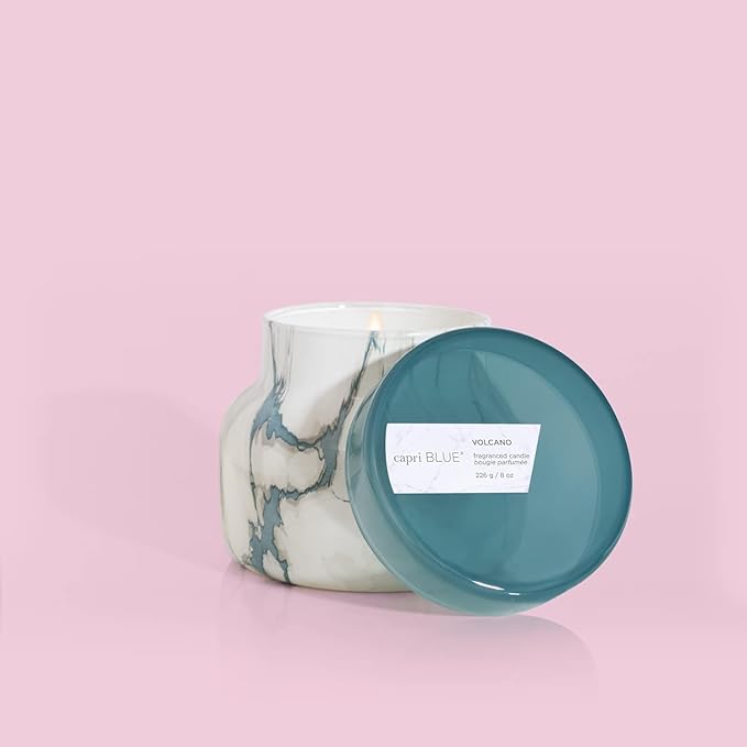 Capri Blue Modern Marble Jar Candles - Luxury Scented Candles for Home - Long Lasting Soy Wax Blend - Scented Home Decor Gifts - Volcano (8 oz)