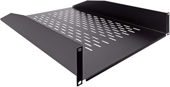 NavePoint 2U 19-Inch Universal Vented Rack Mount Cantilever Fixed Server Cabinet Shelf 22-Inches Deep Black