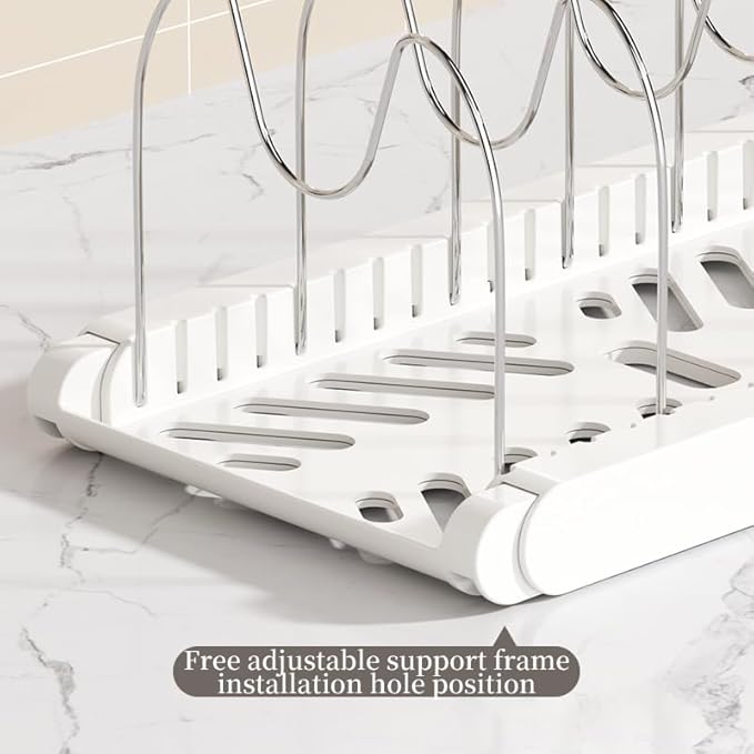 Lhieiayh Pot Rack -Expandable Pan Organizer for Cabinet,Pot Lid Holder with 7 Adjustable Compartment for Kitchen Cabinet Cookware Baking Frying Rack,Apricot